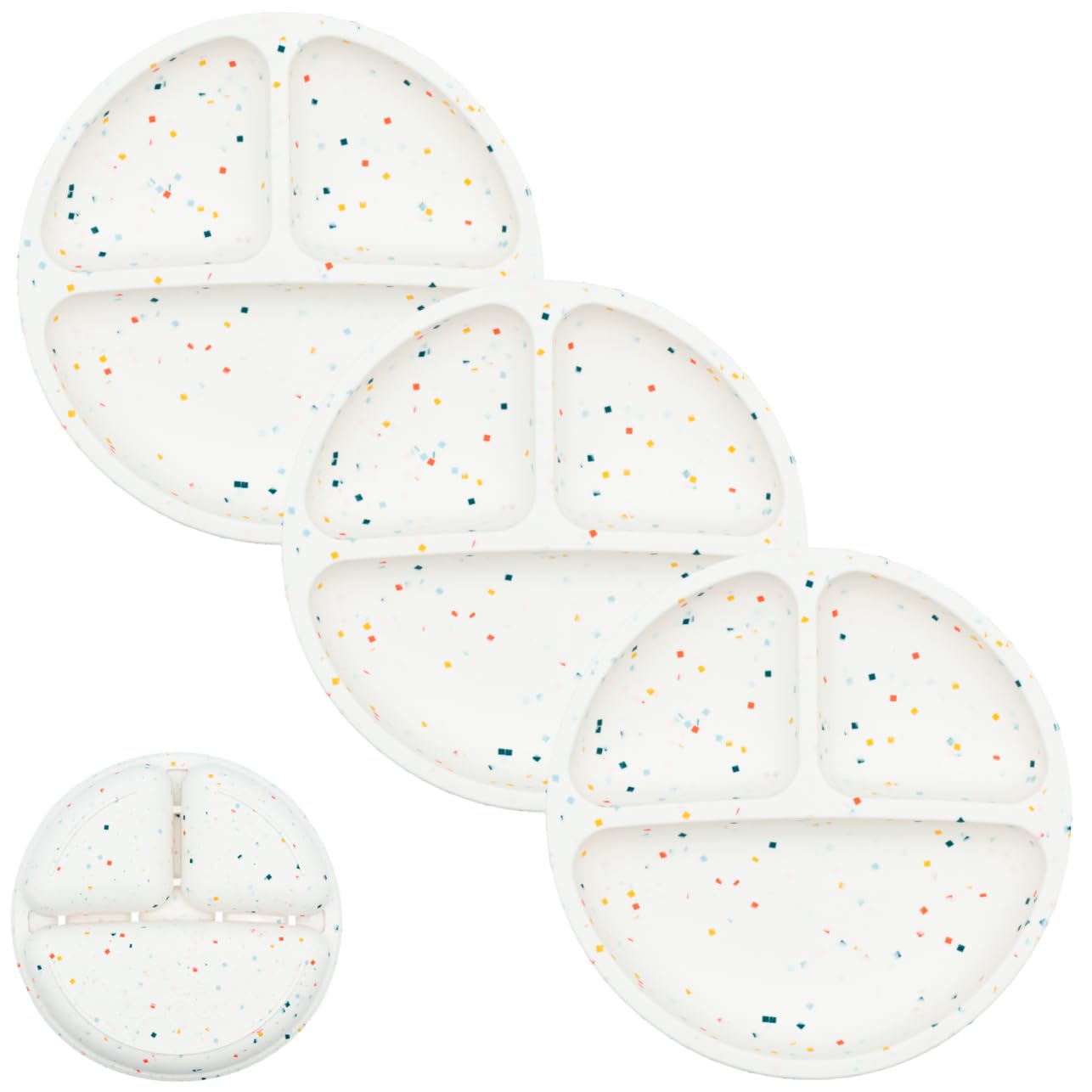 WeeSprout Silicone Divided Plates (No Lids), 100% Food Grade Silicone Divided Plates for Toddlers &amp; Kids, Dishwasher &amp; Microwave Safe