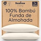 Bambaw Fundas Almohadas 50x75 cm Bambu, Pack de 2, Sabanas de Bambú Antiacaros y Refrescantes, Sábanas Refrigerantes Antibacterias, Fundas de Almohada 50x75 cm Certificadas Oeko-Tex (Beige)