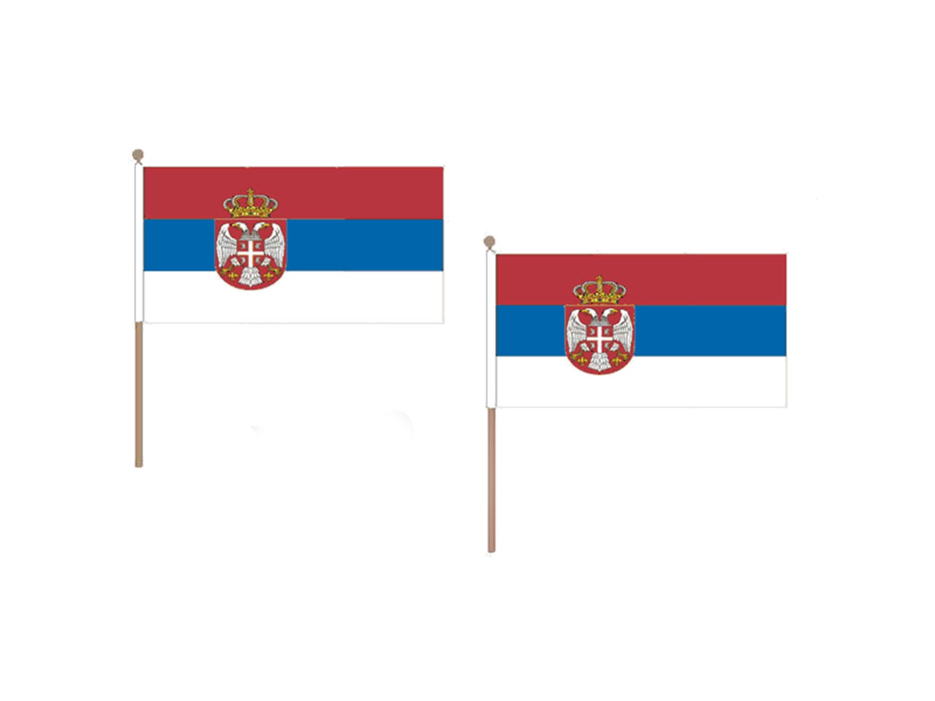 Drapeau Serbie 45x30cm avec hampe en bois résistant lot de 10 pièces par AZ FLAG