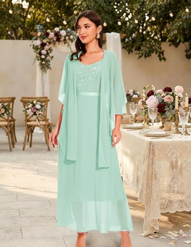 Image of BeryLove Summer Formal Wedding Guest Prom Dresses Sequin Cocktail Evening Lace Elegant Mother of The Bride Dress
