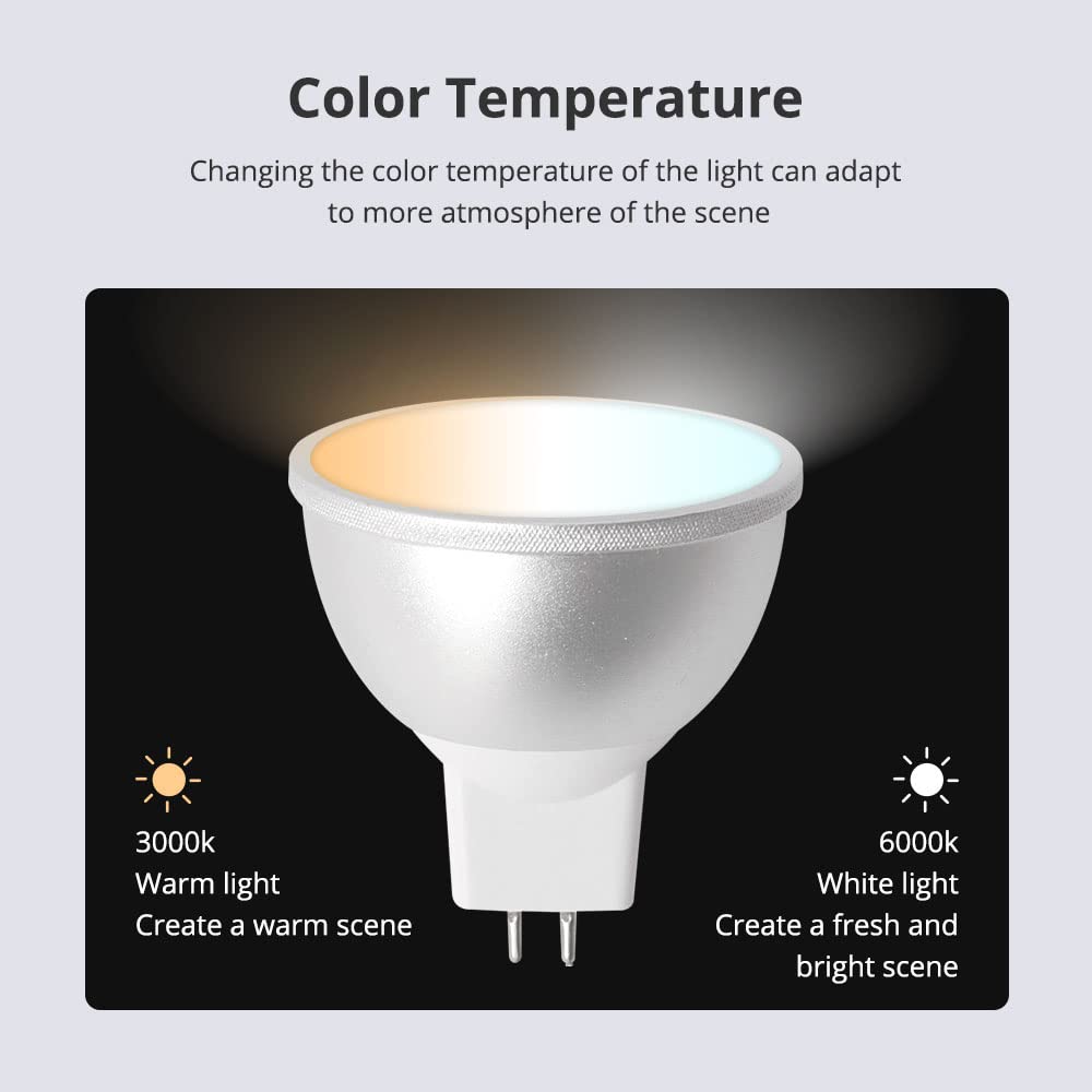 BENEXMART Tuya Zigbee 5W Bombilla Led Inteligente, MR16 12V RGBCW Foco Regulable Compatible con Alexa Google Home, Requiere Tuya Zigbee Hub. (2)