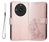 peiye cover pelle per realme 11 pro+ (plus)/ realme 11 pro 5g, portafoglio pu pelle slot schede, custodia cavalletto stile libro chiusura magnetica, flip case,oro rosa