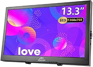 Portable Monitor, Kenowa 13.3 inch External Monitor with HDMI VGA External Second Screen Laptop Monitor for Windows 7/10/11 PC Computer Camera Raspberry pi CCTV PS3 PS4 XBOX FHD Resolution 1366x768