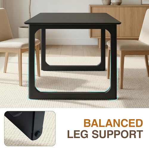 Image of DUOMAY 71 inch Extendable Wood Dining Table for 4-8, Modern Rectangular Kitchen Table with Heavy Duty Wooden Base, Farmhouse Dinner Table for Dining Living Room Home Restaurant, Black