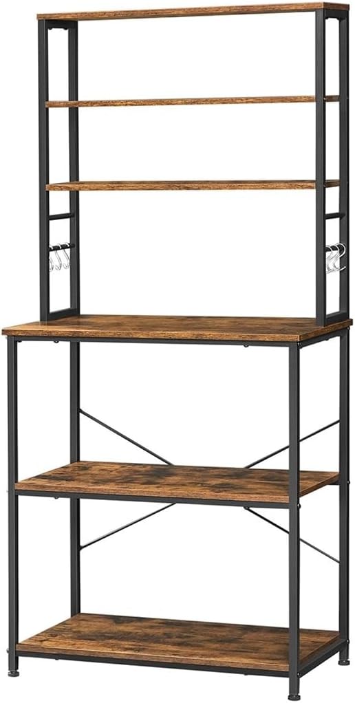 Farmhouse 6 Tier Industrial Utility Kitchen Bakers Rack Microwave Stand