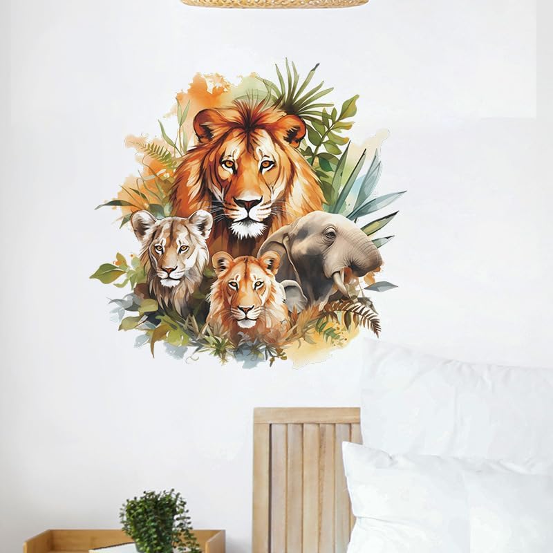 Calcomanías de pared realistas de animales de león, tigre, removibles, calcomanías de pared para despegar y pegar, decoración del hogar para