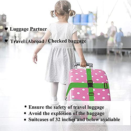 Image of 2 Pack Suitcase Belts, Adjustable Luggage Straps, Bright Colors Travel Packing Straps with Quick Release Buckle (Green)