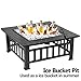 ZENY 32in Outdoor Fire Pits Outside Wood Burning Firepit Square Metal Fireplace Table Fire Bowl with Grill,Screen and Poker for Camping Bonfire Backyard BBQ