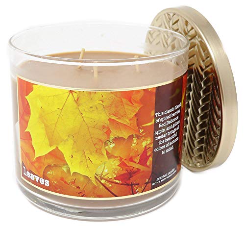 Bath & Body Works Home Leaves Scented 3 Wick 14.5 Ounce Candle Limited Edition 2017 Fall