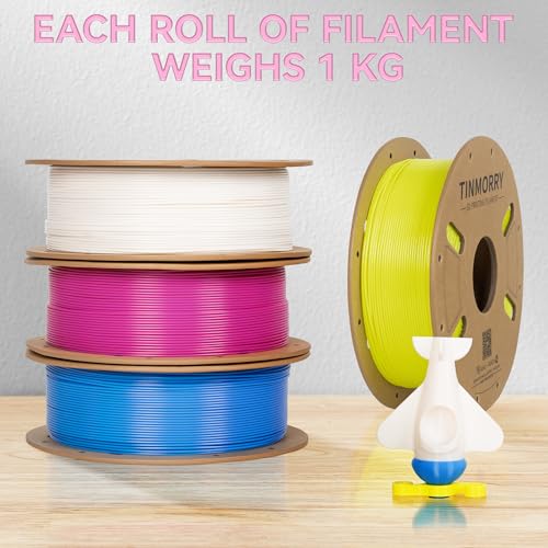 Image of TINMORRY PETG Filament Bundle, Rapid PETG 3D Printer Filament 1.75 mm Multicolor Pack, Magenta & Jade White & Yellow & Blue, 1 KG x 4 Spools