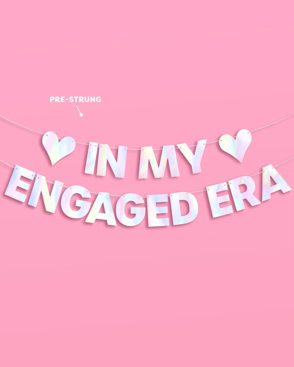 xo, Fetti In My Engaged Era Iridescent Foil Banner - 5 Ft. | Bachelorette Party Decoration, Cute Photo Booth, Bride To Be Backdrop, Bridal Shower Supplies, Engagement Decor