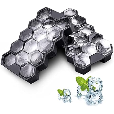 Jinlaili 2 Stück Eiswürfelform Silikon, 14-Fach Eiswürfelbehälter mit Deckel, Eiswürfelschalen Stapelbar Cover