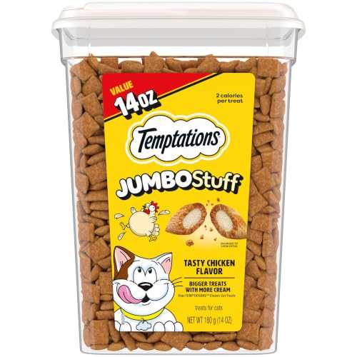 Temptations Jumbo Stuff Crunchy & Soft Cat Treats, Chicken, 14 oz - image 1