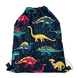 Binienty Kordelzug-Rucksack für Damen und Herren, Sport, Turnbeutel, leichte Tasche, Dinosaurier, One size