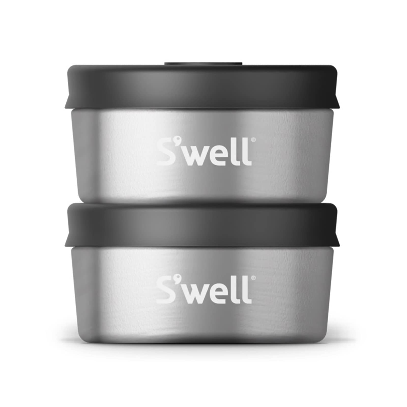 S'well Stainless Steel Condiment Container Set of Two, 2oz, Black, Single Walled Durable Construction, Leakproof Silicone Lids, Dishwasher Safe