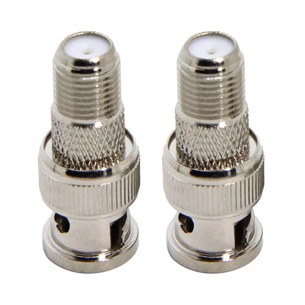 supmory F to BNC Adapter Connector, BNC Male Plug to F Female Jack Coax Adapter 75 Ohm 2-Pack