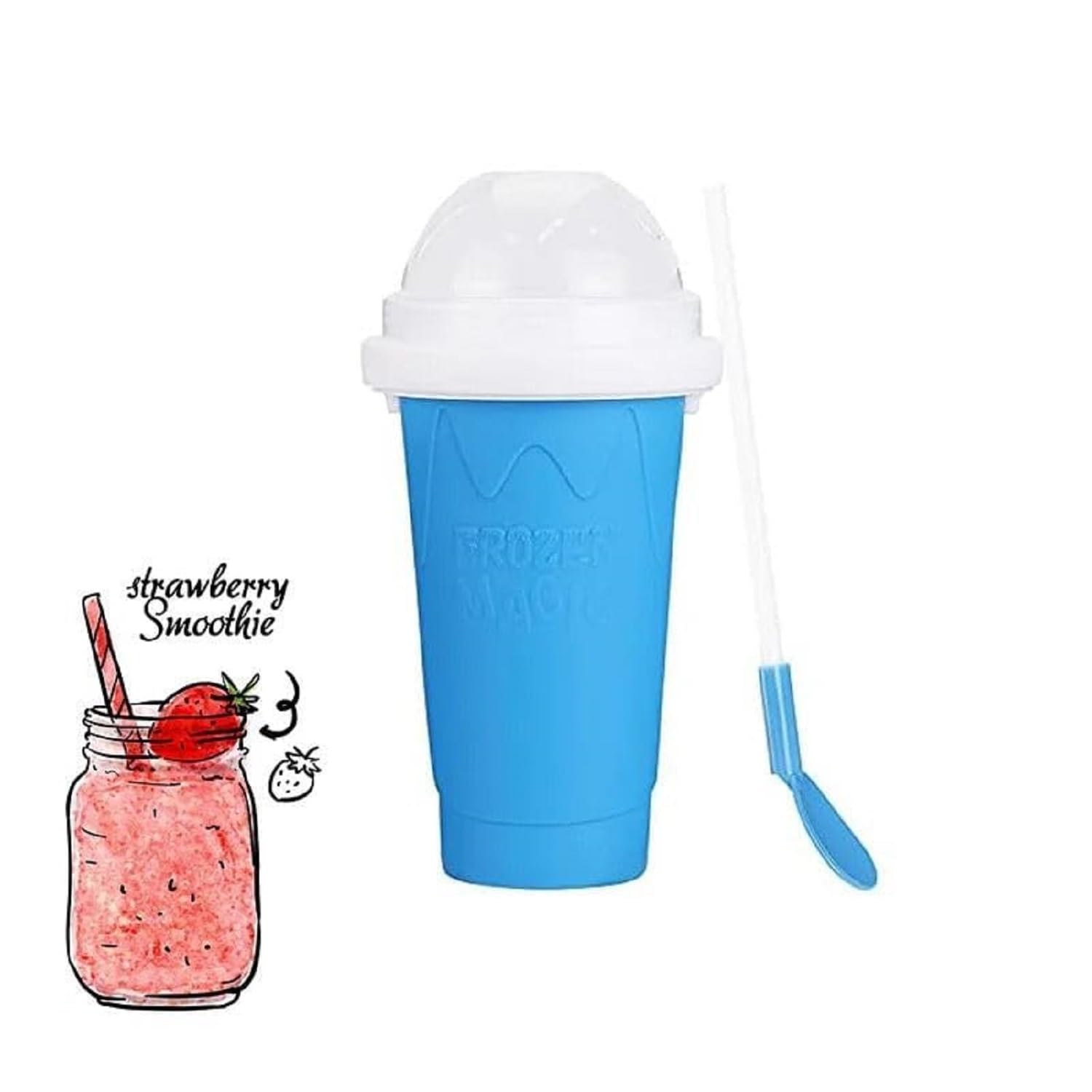 Slushy Maker Cup Quick Slushie Maker Frozen Magic Slushy Cup Homemade Ice Cream Maker with Lid & Straw Shake and Slush Maker Squeeze Cup Smoothie Cups Portable Slushie Cup Cooling Cup