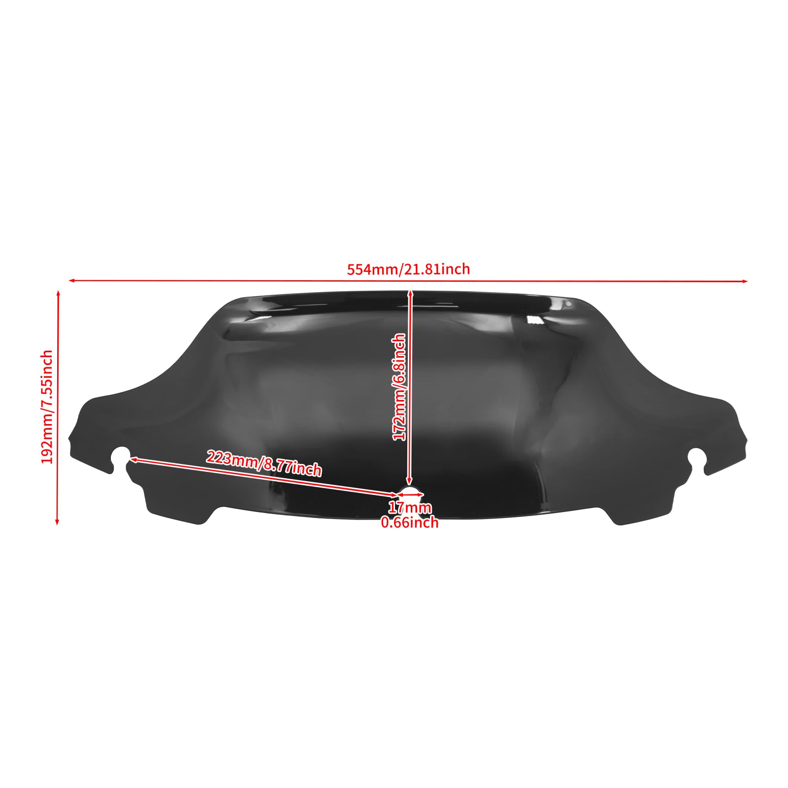 Pare-Brise Wave 17,3 Cm (6,8") Noir Teinté Pour Harley Touring Electra Glide Street Glide 2014-2021