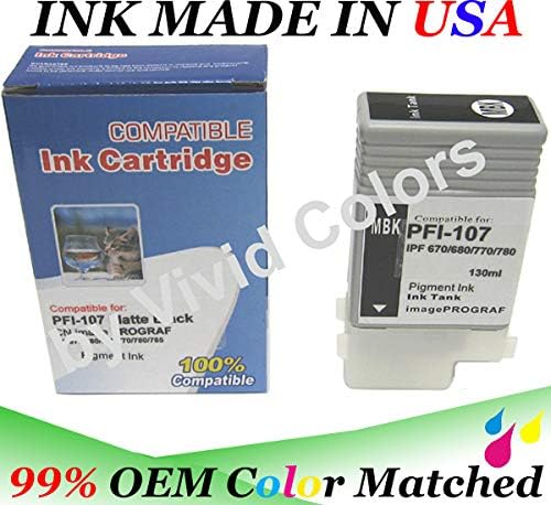 Compatible Canon PFI-107MBK / 6704B001 Matte Black Ink Cartridge for imagePROCRAF iPF680, iPF670, iPF770, iPF770 MFP M40, iPF780, iPF780 MFP M40, iPF785, (Matte Black)