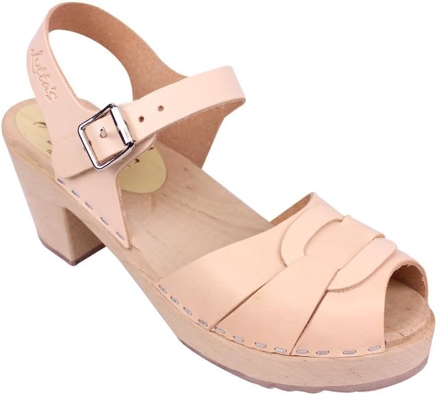 Lotta From StockholmSwedish Clogs Peep Toe Clogs in Natural Leather