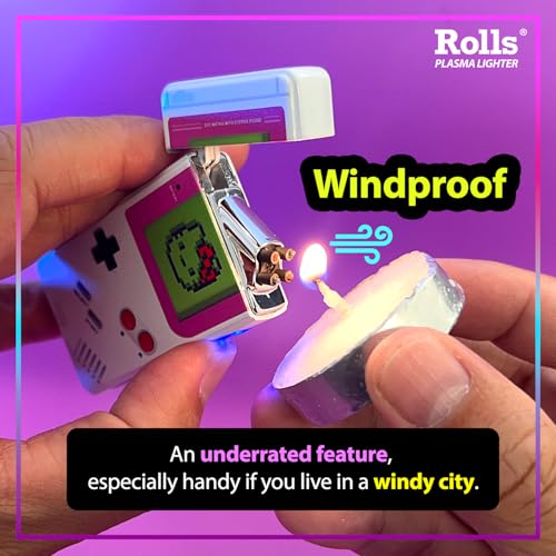 Rolls Plasma Lighter(ピンクキティ)ロールス電気ライター - USB充電式クールライター - レトロゲーマーギフト - 防風電子アークライター - キャンドルライター - カスタムユニークなガジェット
