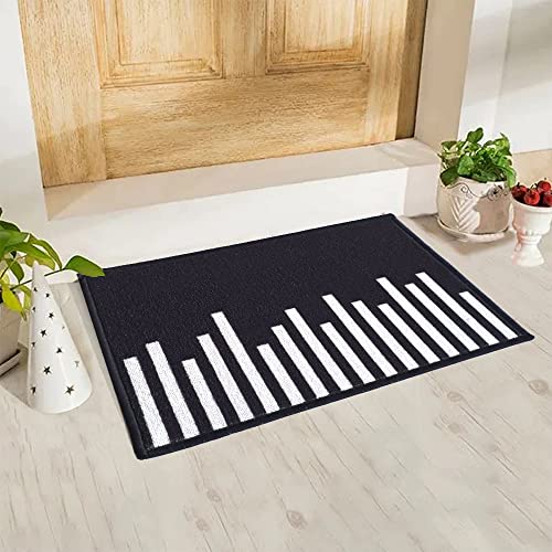Image of Matz&More Anti Slip Multipurpose Floor Mat, 40x60cm, for Door, Entrance, Bathroom, Bedroom, Kitchen, Office, Geometric Black White