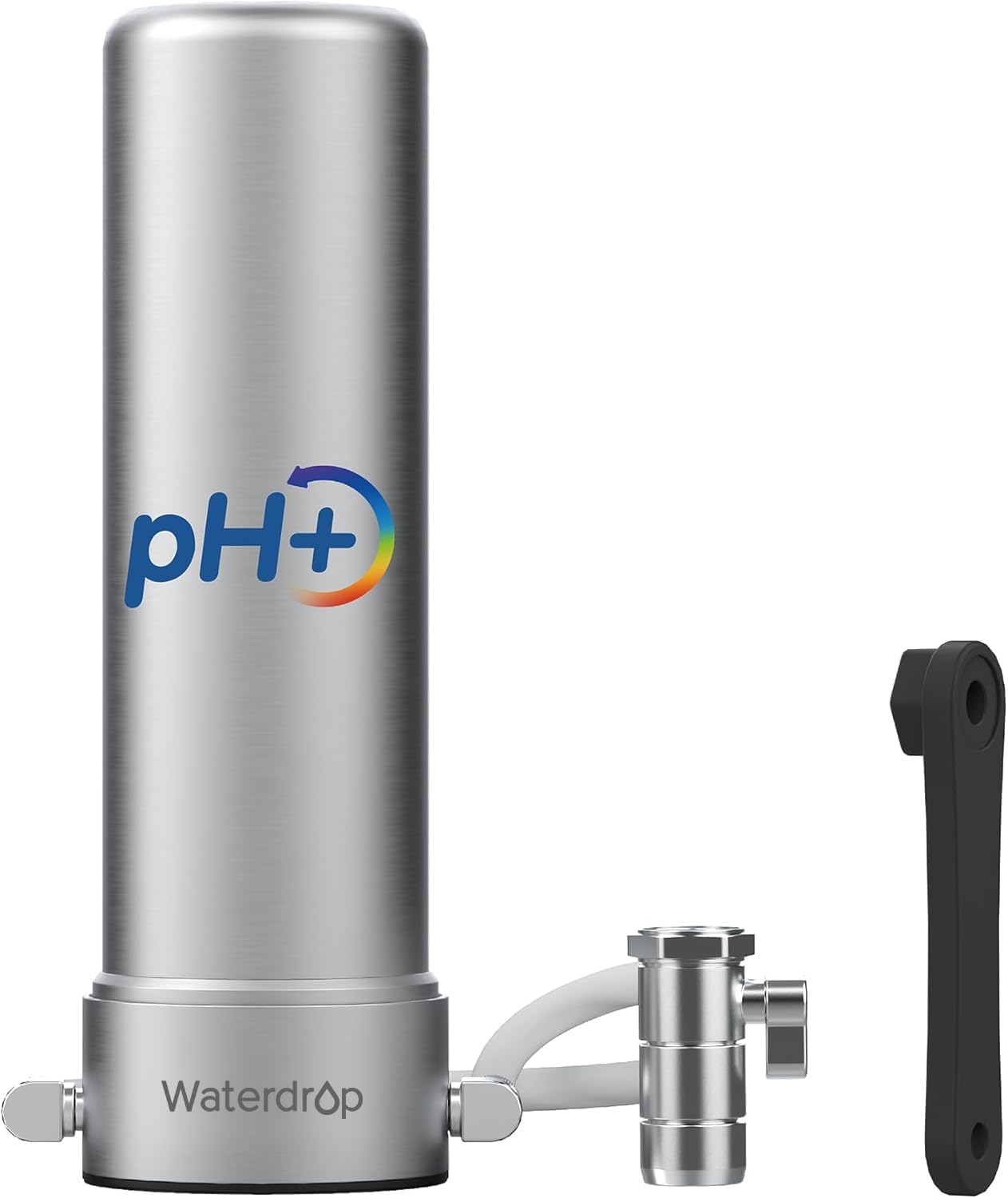 Waterdrop Alkaline Countertop Water Filter, NSF/ANSI 42&372 Certified, Multi-Stage Stainless Steel Filter for 8000 Gallons, Reduces Heavy Metals, Bad Odor and 99% Chlorine,WD-CTF-04(1 Filter Included)