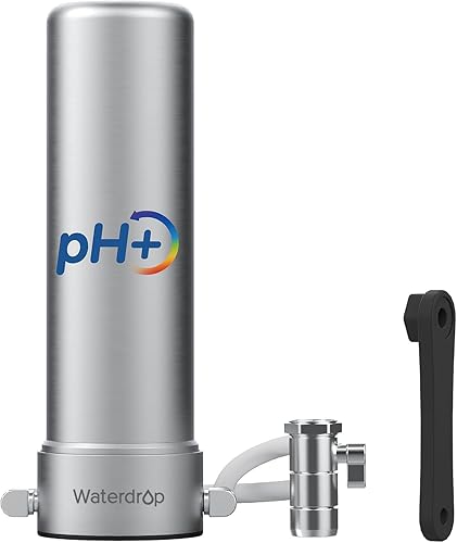 [Alkaline] Waterdrop Water Filter for Sink Faucet, NSF/ANSI 42 Certified Countertop Water Filter System, 5-Stage Stainless Steel Faucet, 8000 Gallons, Reduces 99% Chlorine, WD-CTF-04(1 Filter)