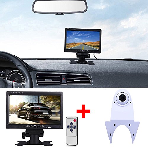 Night Vision 12 LED Waterproof Reversing System Car Rear View Camera + 7 "LCD Car Monitor for Viano Vito Transit Ducato VW Crafter T5 Master all other transporters with brake light at the roof