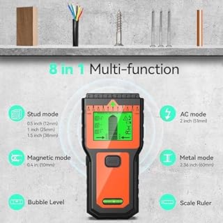 Rilevatore Tubi e Cavi Elettrici - Scanner Multifunzione con Display LCD e Allarme Sonoro, Rilevatore di Fili per Legno, Cavi AC, Metallo, Travetti e Tubi (Arancione)
