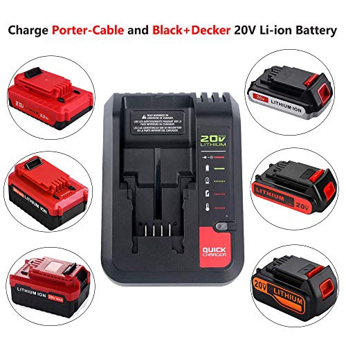 Pcc692L Compatible With Porter Cable 20V Charger, Waxpar Pcc692L Pcc691L Battery Charger Compatible With Porter Cable Li-Ion Battery Pcc681L Pcc699L Compatible With Black & Decker 20V Max Battery #TOP4