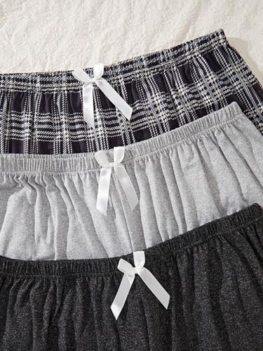 SweatyRocks Women's 3 Pack Plus Size Pajama Shorts Elastic High Waisted Lounge Sleep Shorts3