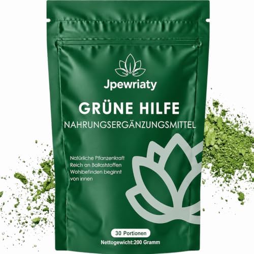 Grüne Entgiftungspulver – Reich an Ballaststoffen, Vitaminen & Mineralstoffen, vegan – Superfood Grüner Pulver Helfer, Gerstengras, Spirulina & Heidelbeeren, ideal für Smoothies &
