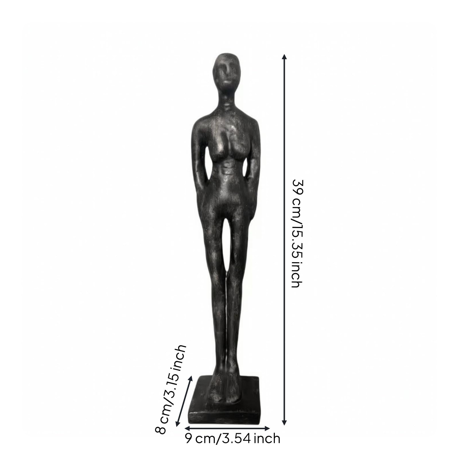 Qianly Escultura Figura Humana Minimalista | Artística, Escultura con Base Rectangular, para Oficina, Plateado, 39CM