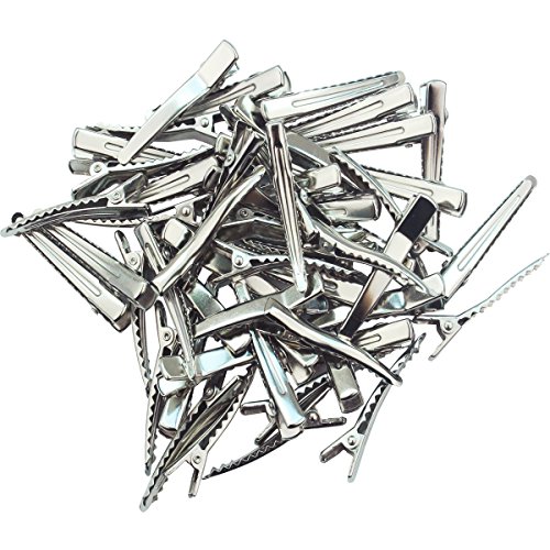 1-3/4 Inch (45 Mm)- Hair Clips Single Prong Metal Alligator Clips Hairbow Accessory -Silver,1 Bag (50pcs)