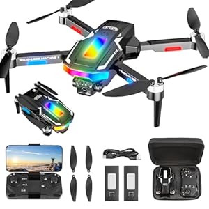 Dron con 2 CÃ¡mara 4K HD, GuKKK RC Quadcopter Drone Plegable para Principiantes, 90Â°ElÃ©ctrica ajustable FPV Dron con 2 BaterÃ­as y Bolsa PortÃ¡til, Juguetes para NiÃ±os y NiÃ±as Regalos Navidad