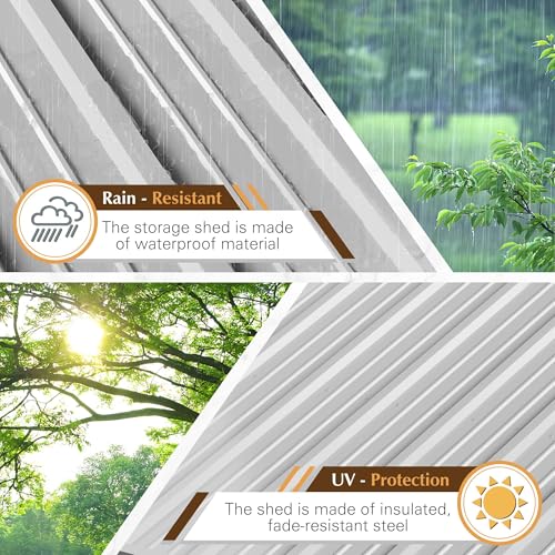 Image of GUNJI 10 x 8 FT Shed Outdoor Storage Shed Metal Garden Shed with Lockable Door Outside Waterproof Tool Shed for Backyard, Patio, Lawn (Gray)