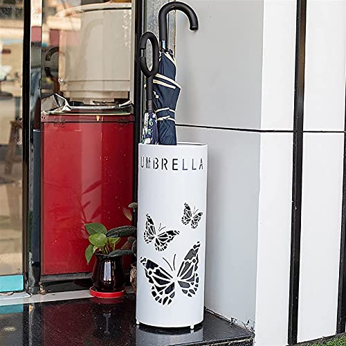 ZJYWMM Ruimtebesparende Organizer Metalen Paraplu Emmer met ronde bodem, Grote Capaciteit Paraplu Houder Rack voor Kantoor, Thuis, Appartement, Hotel (Kleur: WIT) - Afbeelding 4