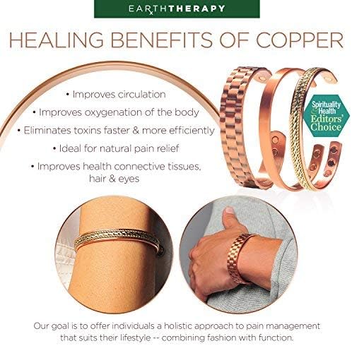 Miniatura 6 de Earth Therapy Pulseras de cobre de campo magnético de diseño elegante con imanes ultra fuertes - unisex - ajustable