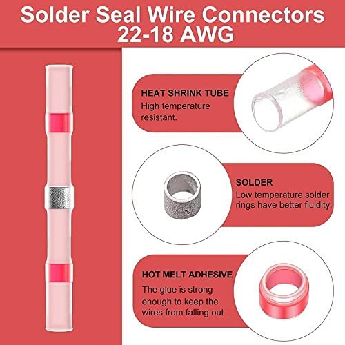 Image of Waterproof Heat Shrink Solder Connector Sleeve for Cable Insulation Wire Connector (18-22 AWG) (Pack of 10)