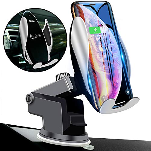 peteme Wireless Car Charger Mount,Automatic Clamping Phone Holder 10W/7.5W Qi Fast Car Charging Gravity Sensor Compatible with Galaxy s9/s9 /s8/s8 /S7,iPhone 8/8 /X/XS/XS Max/XR