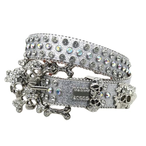 Ceinture strass western gothique avec rivets diamantés et boucle tête de mort