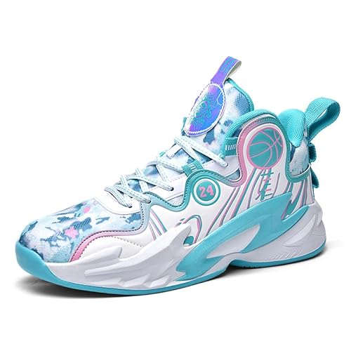 KIUSMETY Basketball Shoes for Womens Mens Breathable Running Athletic Cushion Sports Fashion Sneakers Sport Volleyball Shoe Whitegreen Size 6.5