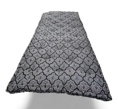 Image of Adim's Soft Cotton Box Quilt Mattress | Brown Jacquard Design | 30X72X5 Inches | Offers a Combination of Comfort, Durability and Style, Making It an Excellent Choice for a Restful Night's Sleep