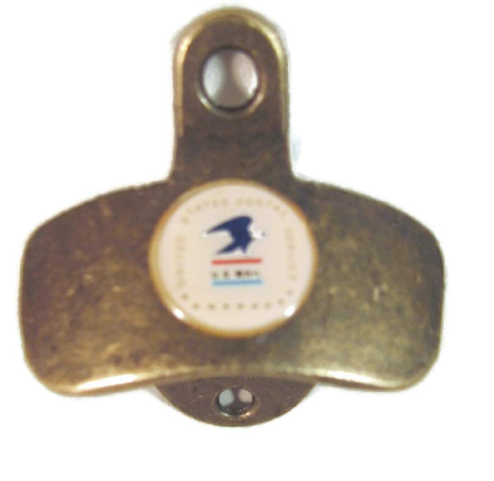 US POSTAL SERVICE LOGO ON ANTIQUE BRASS FINISH METAL WALL MOUNTED BOTTLE CAP OPENER NEW