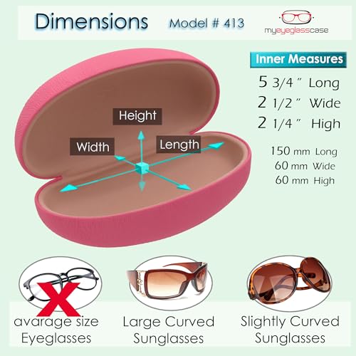 Image of MyEyeglassCase Large Hard Sunglasses Case | fits Large curved Sunglasses, with microfiber bag and cleaning cloth