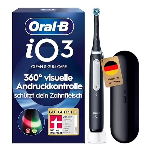Oral-B iO Series 3 Elektrische Zahnbürste — Electric Toothbrush, Inkl. 1 Aufsteckbürste, 3 Putzmodi für Zahnpflege — Designed by Braun, GUT GETESTET von STIFTUNG WARENTEST, Schwarz