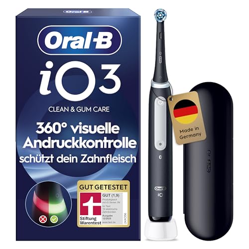 Oral-B iO Series 3 električna zobna ščetka — električna zobna ščetka, vklj. 1 nastavek za ščetke, 3 načini ščetkanja za nego zob — Oblikoval Braun, DOBRO PREIZKUSIL STIFTUNG WARENTEST, črna