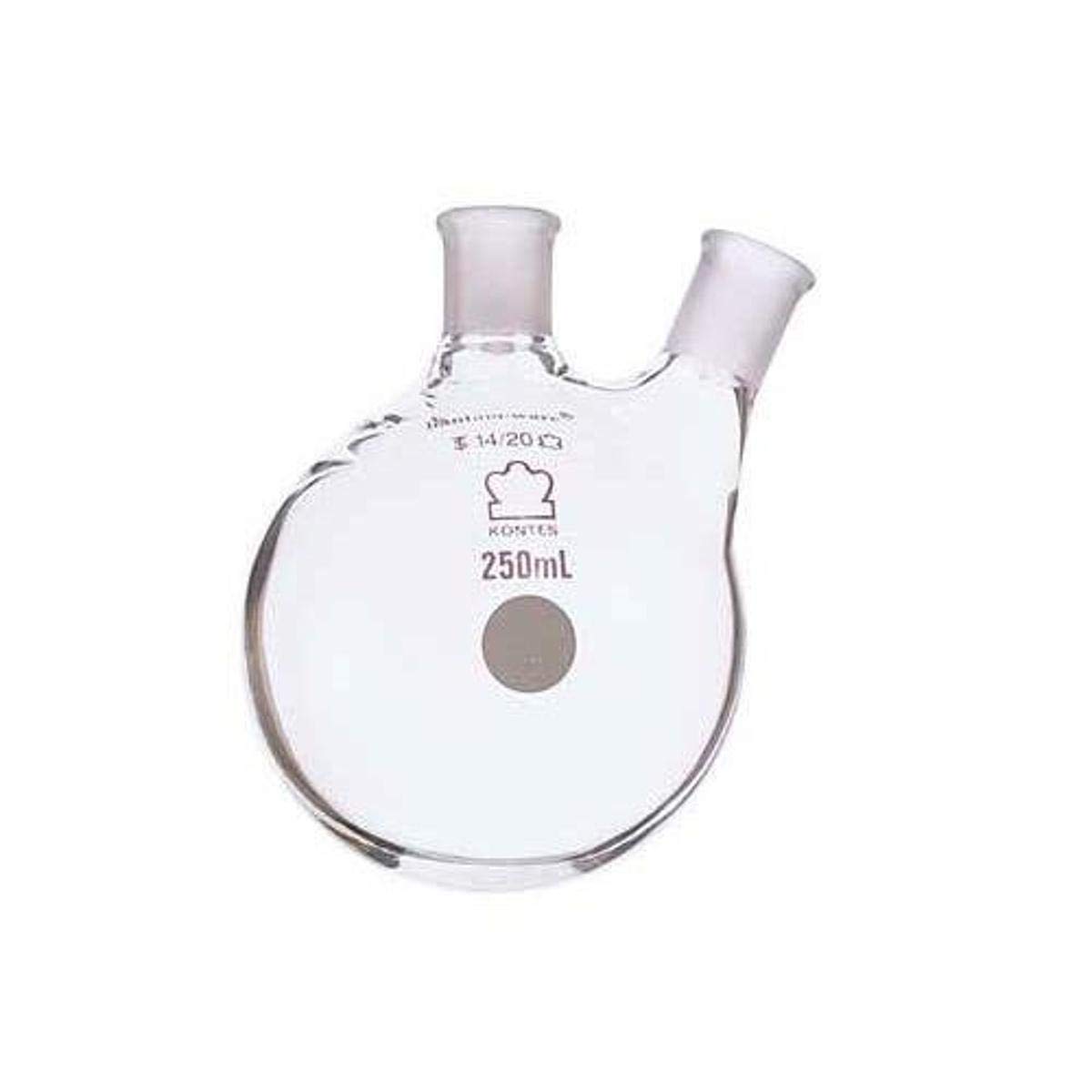 Kimble Chase KIMAX 605020-2624 Borosilicate Glass Two-Neck Round Bottom Distilling Flask, Side Neck Angled, 5000 ml Capacity