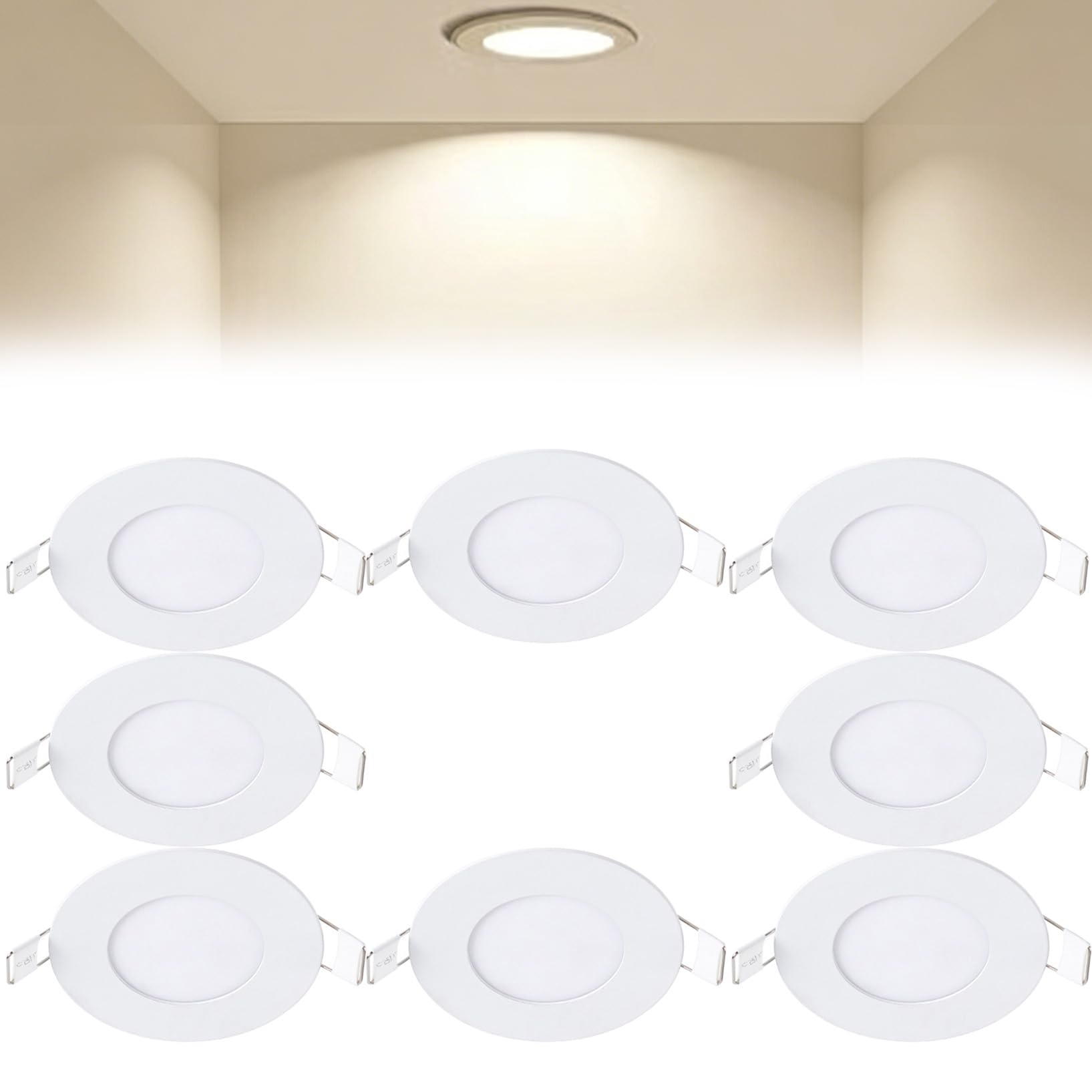 VOGHMOLD 3W Ultra Slim LED Downlight 3 inch, 4000K Recessed Ceiling Light, Cut Φ70-75mm, AC85-265V Flush Mount Spotlights Aluminum Round Panel Lights for Office Hallway, 8 Pack